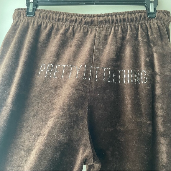 PRETTYLITTLETHING Brown Velvet Y2K Joggers - Picture 5 of 8